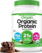 Orgain front packaging showing product and organic badge for clean ingredients