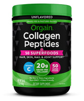 Orgain front packaging showing collagen superfoods benefits