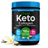 Orgain tub front view showing keto collagen vanilla and benefits