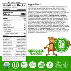 Orgain back label with nutrition facts and ingredient list highlighting clear nutrient information