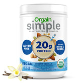 Orgain front packaging showing vanilla label and organic badge for clear choice