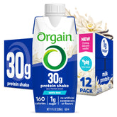 Orgain vanilla shake front packaging showing clarity and convenience
