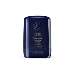 Oribe Supershine Smoothing Wax Stick front packaging showing sleek design and size benefit