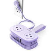 ORICO purple power strip front view showing outlets and USB ports for versatile charging