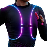 OrigCharge front view vest lit showing high visibility and safety