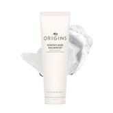 Origins bottle front view showing product and clean packaging benefit