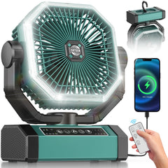 Orteen front view of fan showing compact design and stable base for portability