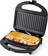 OSTBA panini press front view showing compact profile and controls for quick cooking