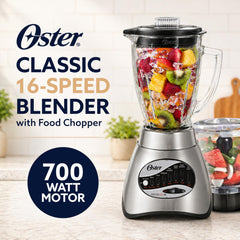 Oster 6-cup boroclass glass jar top view highlighting dishwasher-safe convenience
