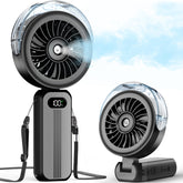Otlonpe front view of black misting fan showing controls and airflow benefits