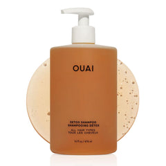 OUAI bottle front view highlighting clarifying shampoo benefits
