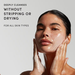 OUAI creamy foam texture close-up demonstrating gentle lather for effective cleansing