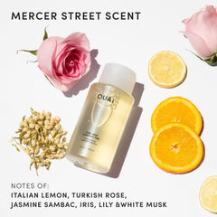 OUAI close-up of pump and label highlighting easy dispensing and ingredient clarity