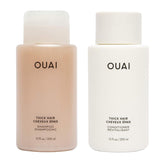OUAI front packaging of shampoo and conditioner shows set and brand benefits
