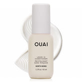 OUAI travel bottle front view showing compact design and label benefits