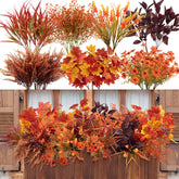 Ouddy Decor front view of 24-piece fall mums set showing color variety and packaging benefit