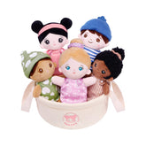 OUOZZZ basket with five dolls showing inclusive play benefit