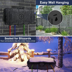 OUTDSPLY clamp and hook-and-loop strap securing cords neatly