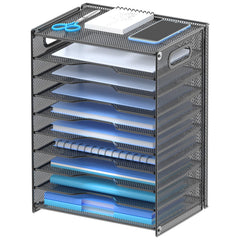 OUTWOLF front view of 10-tier organizer showing neat stacked trays and quick access