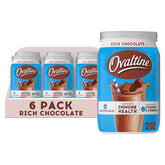 Ovaltine front tin showing label and 12 oz size, clear pantry benefit