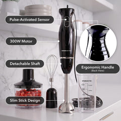 OVENTE stainless-steel shaft detail highlighting durable blending performance