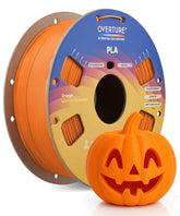 OVERTURE orange spool front view showing clean winding and brand clarity for reliable printing