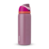 Owala FreeSip front view showing Crown Jewel finish and 32 oz capacity benefit