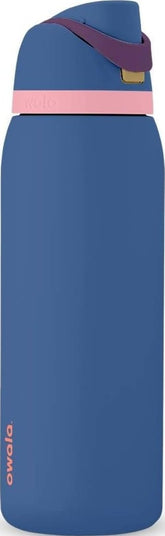 Owala FreeSip Blue Jay front view showing bottle and carry loop for portable hydration