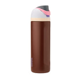 Owala FreeSip front view showing cranberry parade bottle and branding, highlights ergonomic shape
