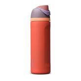 Owala FreeSip front view showing terracotta sunset finish and brand benefits