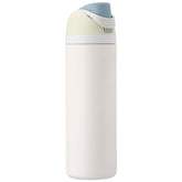 Owala FreeSip front view showing Iced Breeze color and ergonomic grip benefit