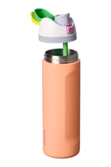 Owala FreeSip lid close-up highlighting push-button and hygiene benefit