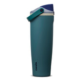 Owala FreeSip Sway denim front view showing bottle and handle, ideal for easy transport