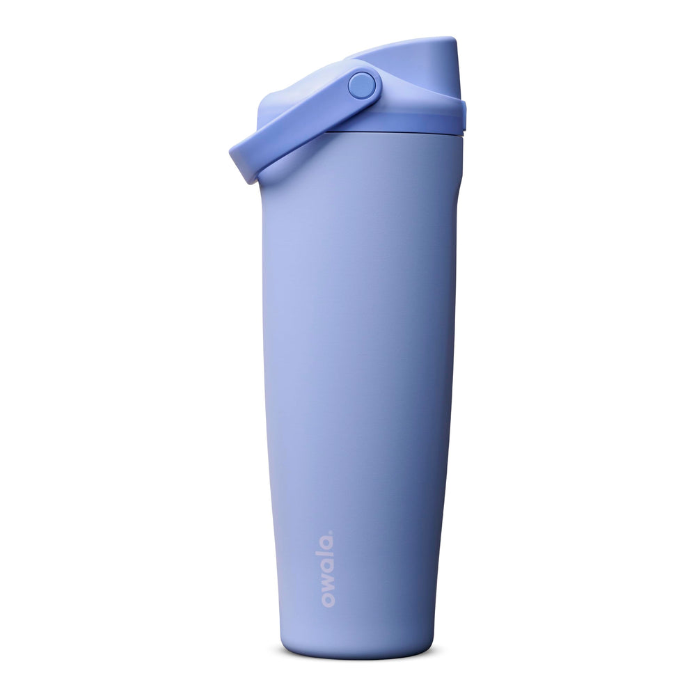 Owala FreeSip Sway front view shows sleek bottle and easy-grip handle
