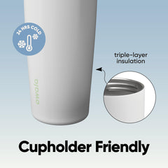 Owala FreeSip Sway wide mouth filled with ice, demonstrates easy refilling and cleaning