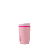 Owala front view of pink SmoothSip tumbler showing compact, travel-friendly design and leak protection