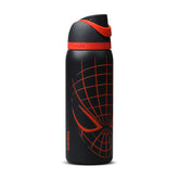 Owala Spider-Man bottle front view showing design and capacity benefits