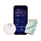 Owlet Dream Sock front view showing compact wearable monitor and soft fabric