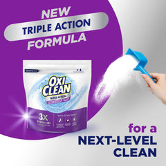 Close-up of OxiClean powder texture highlighting oxygen cleaning granules for effective stain lift