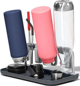 OXO drying rack front view showing four bottles neatly held and quick drying benefit