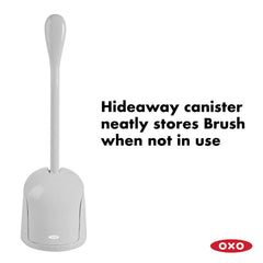 OXO brush head close-up showing tapered stiff bristles for deep cleaning