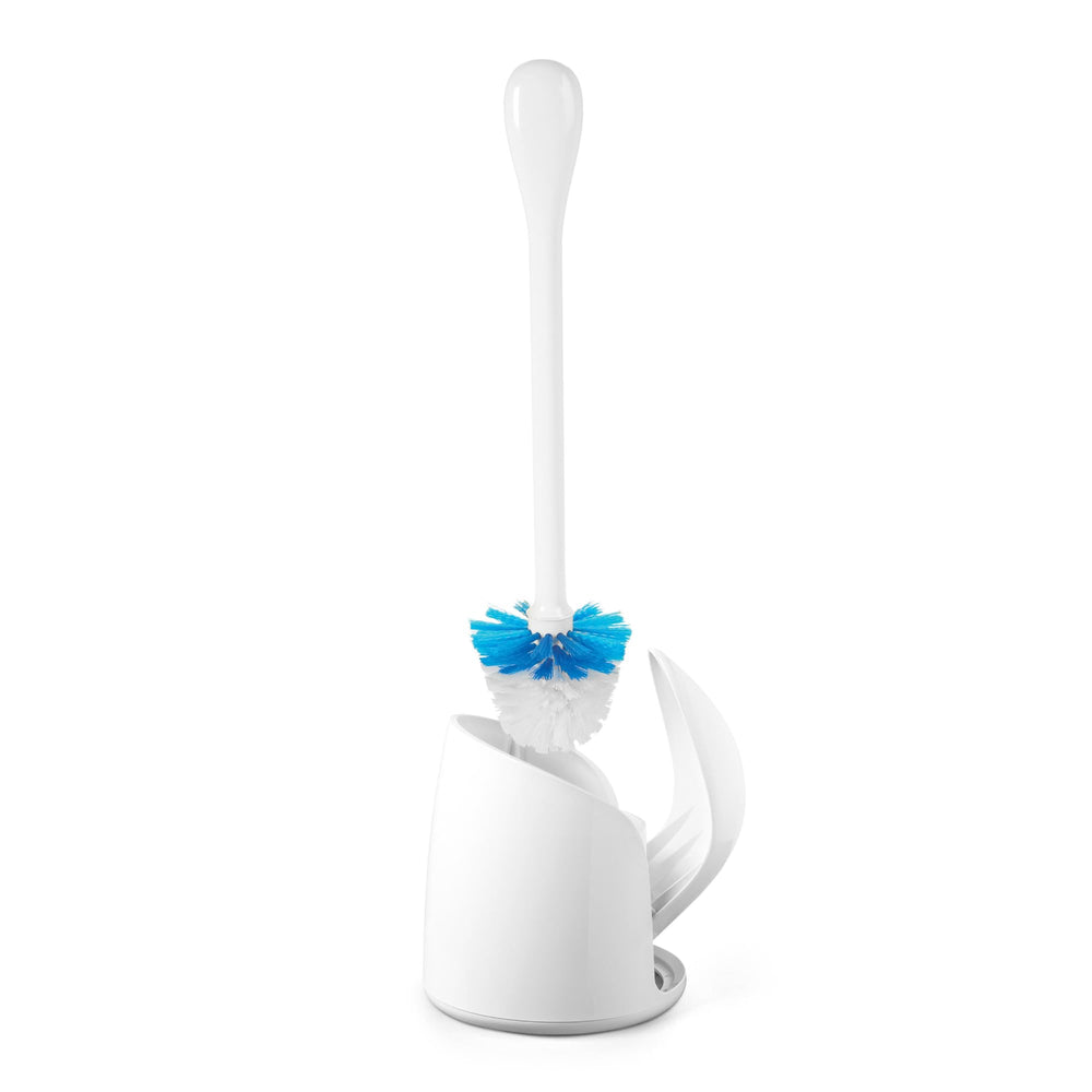 OXO front view of compact brush and canister for tidy storage