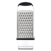 OXO Good Grips front view showing four-sided grater and handle for versatile prepping