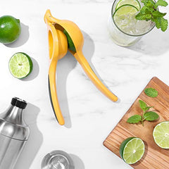 OXO Good Grips citrus squeezer close-up of die-cast aluminum texture ensures durability