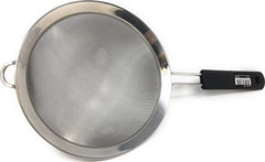 OXO Good Grips strainer front view showing handle and stability for safer draining