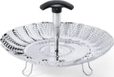 OXO Good Grips steamer front view showing stainless steel build and rim for durability