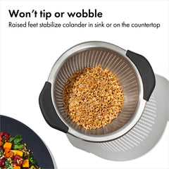 OXO Good Grips feet and base keeping colander stable on counter