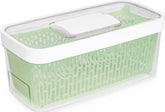 OXO GreenSaver front view showing container and clear lid keeps produce visible and fresh