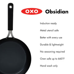 OXO Obsidian handle with removable silicone sleeve for safe grip