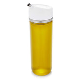 OXO front view of dispenser showing sleek glass and pour control benefit